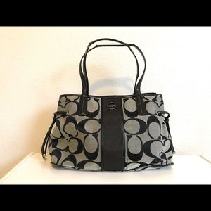 Coach signature stripe carryall handbag